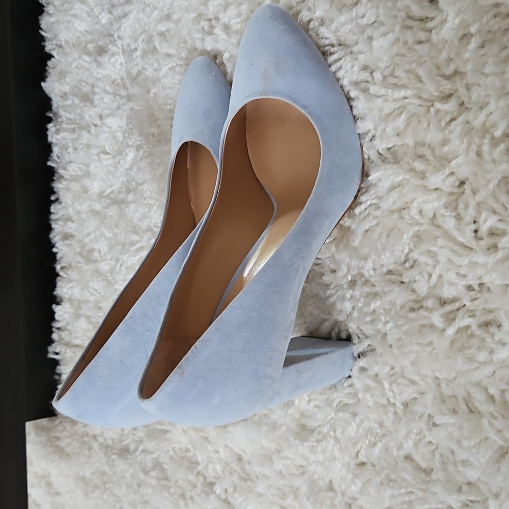 M.Gemi The Lustro 70mm Powder Light Suede Block Heels Pumps Size EU 38.5/US 8.5 - Picture 4 of 10